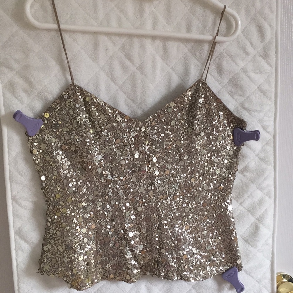 SEQUINED CHAMPAGNE TANK TOP | M